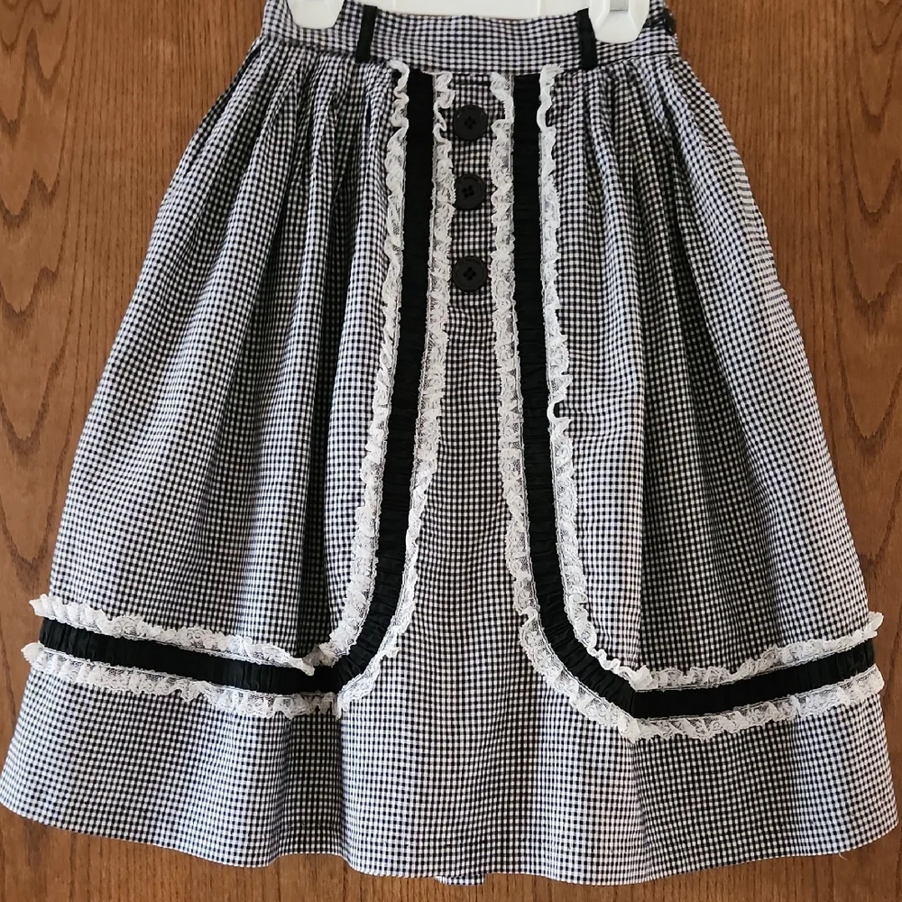 Vintage Handmade Mid 1900's Crinoline lined gingham skirt Jr 23 in waist - XS - Picture 1 of 7